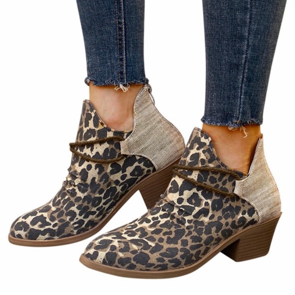 Leopard Print Ankle Boots